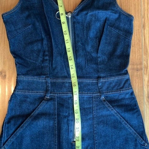 7 for all Mankind Deep V Denim Front Zip Overalls NWT Size XS Wilshire $289 - Picture 10 of 11